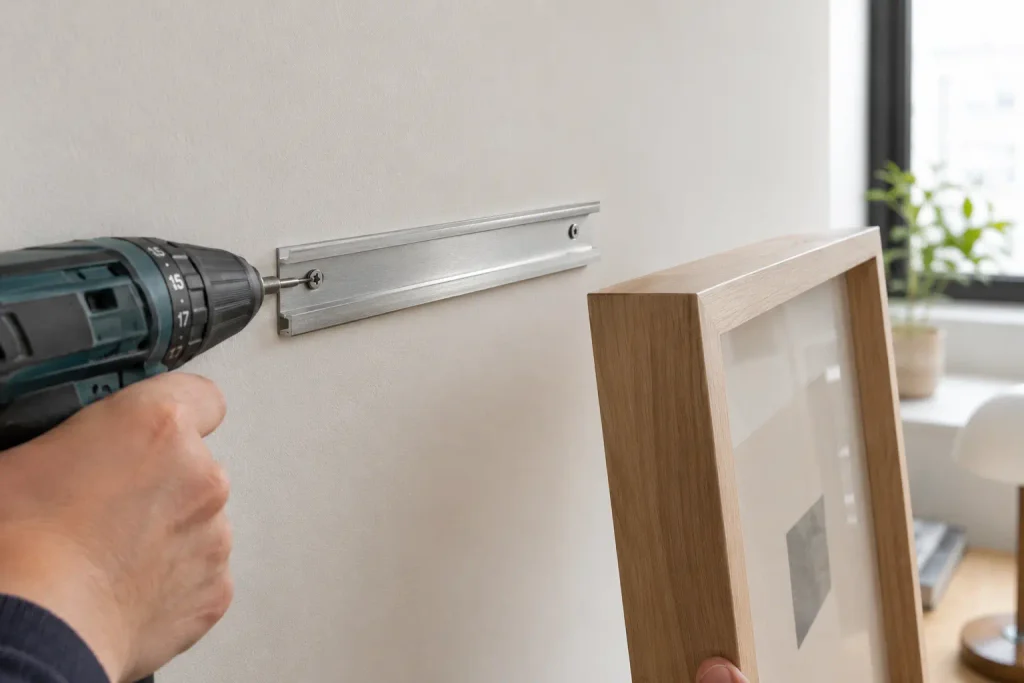 Attaching a French cleat bracket to mount a DIY fake window frame